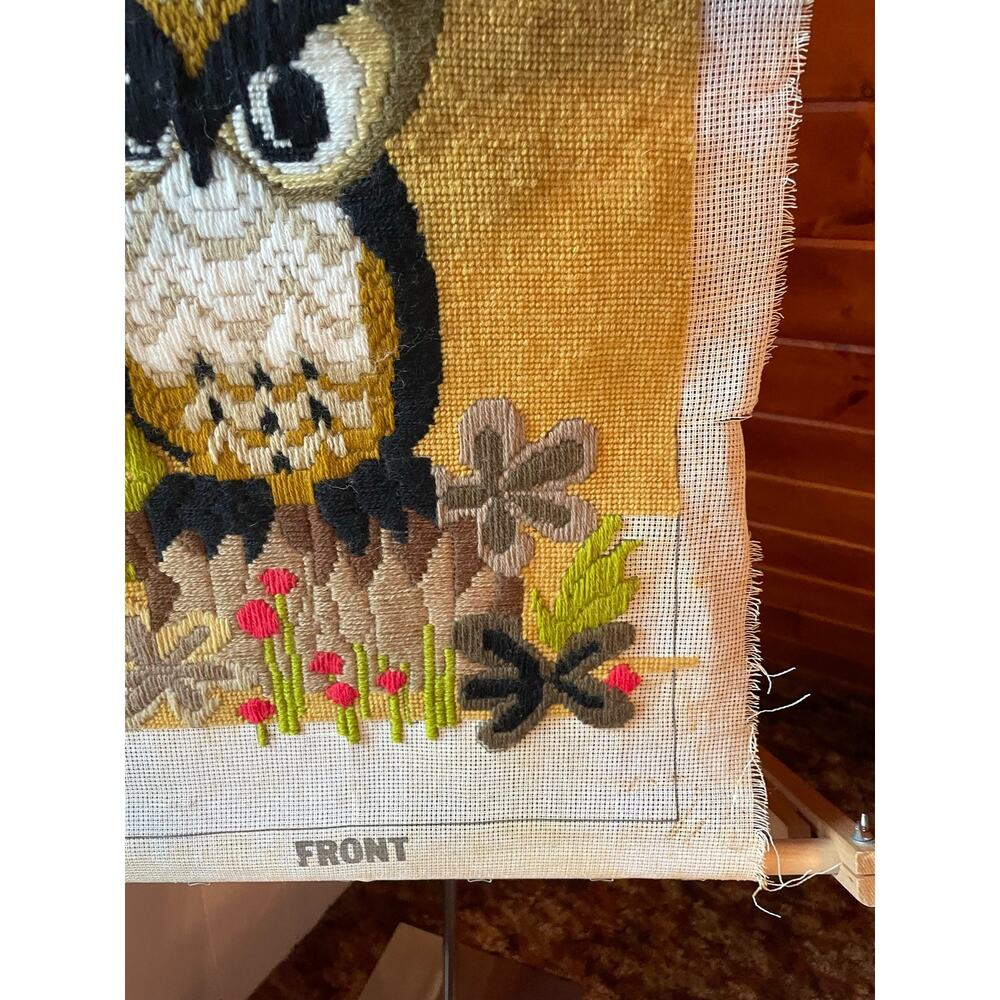 Vintage 1978s Avon Creative Needlecraft Unfinished Owl Needlepoint Crewel - Picture 5 of 11
